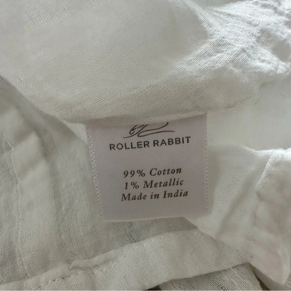 Flawed Roller Rabbit size Small V Neck Floral Babydoll Dress Metallic Summer - Picture 5 of 8